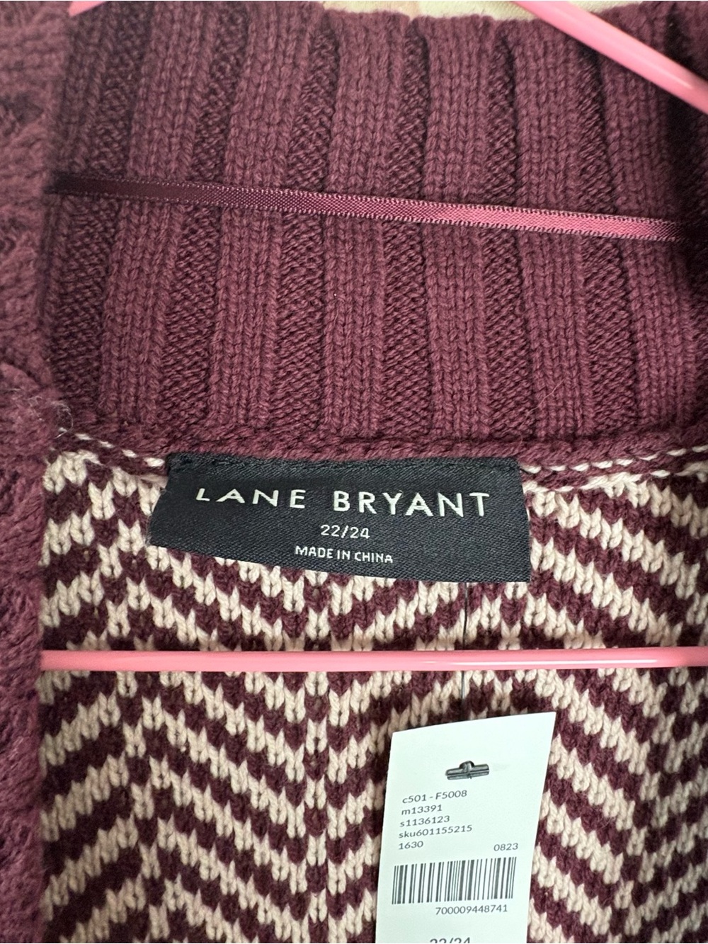 NEW Lane Bryant Burgundy Marled Open-Front Cardigan - Picture 9 of 9